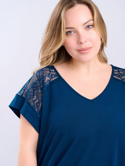 Пижама женская Indefini 5155TBC из вискозы и эластана синяя  фото 2