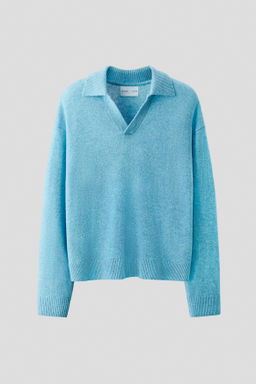 Wool-blend polo jumper