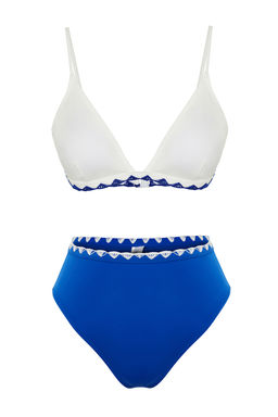 TRENDYOLMILLA Siyah-Beyaz Ucgen Nak?sl? Yuksek Bel Regular Bikini Tak?m? TBESS24BT00127 фото 17