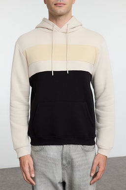 Kahverengi Oversize/Genis Kesim Renk Bloklu Ici Polarl? Kapusonlu Sweatshirt TMNAW25SW00017 - Trendyolmilla фото 3