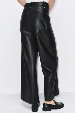 ZW COLLECTION TAILORED WIDE-LEG LEATHER-EFFECT TROUSERS - Zara фото 17