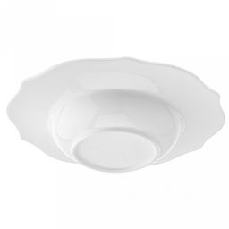 "Русь" Тарелка глубокая фарфоровая д220мм h42мм, 300мл, белый, рельефный декор, волнистый край (Китай)