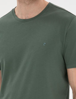 Haki %100 Pamuk Slim Fit Bisiklet Yaka Basic Ti__rt - Pierre cardin фото 7
