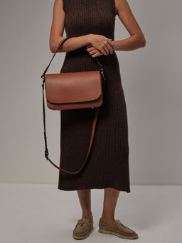 Сумка кожаная Deboro 30512 коричневый камень