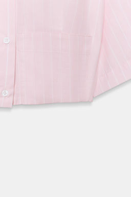 CAMISA CROP POPEL?N RAYAS / Rosa / Blanco