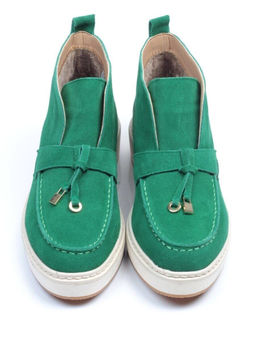 01-5172-6 GREEN Ботинки женские демисезонные (натуральная замша, байка)