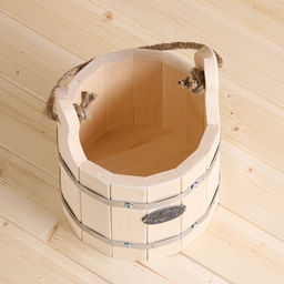 Ведро - запарник для бани и сауны «Емеля», 5 л, липа, нержавеющий обруч, ручка - верёвка, «Добропаровъ»