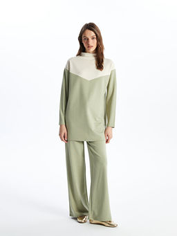 Dik Yaka Renk Bloklu Oversize Kad?n Tunik