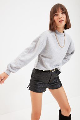 TRENDYOLMILLA Bordo Kal?n Ici Polarl? Yar?m Bal?kc? Yaka Relaxed/Rahat Kal?p Orme Sweatshirt TWOAW20SW0584  фото 6