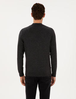 Antrasit Melanj Slim Fit _eyrek Yaka Triko Kazak - Pierre cardin фото 5