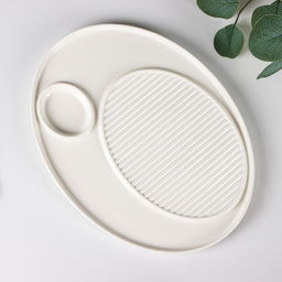 Блюдо с соусником Доляна, 30×22.5 см, фарфор, белое