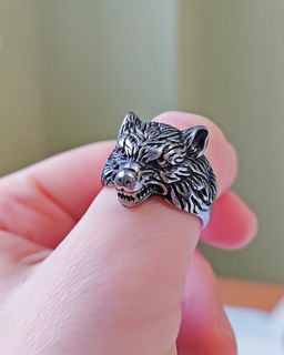 Мужское кольцо из стали Медведь