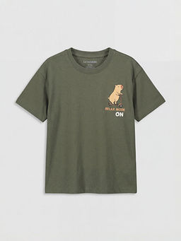 Bisiklet Yaka Bask?l? Erkek ?ocuk Ti??rt