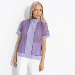 Футболка комбинированная, Фирменное приветствие (сиреневый) - Charutti фото 2