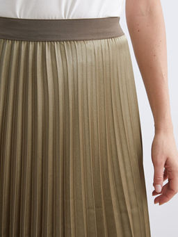 Beli Lastikli Saten Pileli Etek