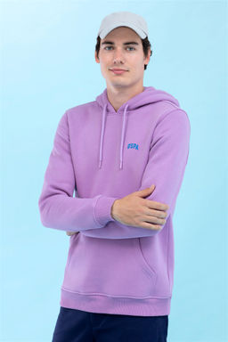 Сиреневый базовый свитшот с капюшоном (унисекс) - U.s. polo assn фото 7