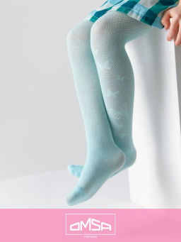 (Omsa) Collant 12A01-1 с ажурным рисунком (бабочки) без пятки acqua