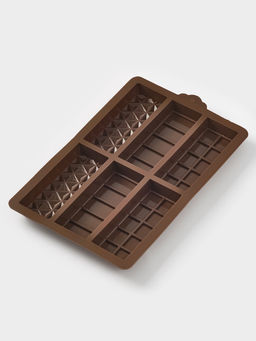 Форма для дубайского шоколада Доляна «Квадраты, полосы, пирамиды», 6 плиток, 27.5×17×2 см, силикон, коричневая