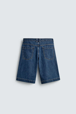 PLEATED RELAXED FIT DENIM BERMUDA SHORTS - Zara фото 9