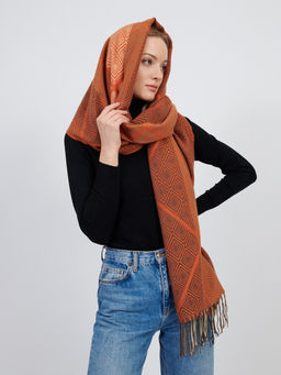 Большой теплый двусторонний палантин В СОСТАВЕ ШЕРСТЬ