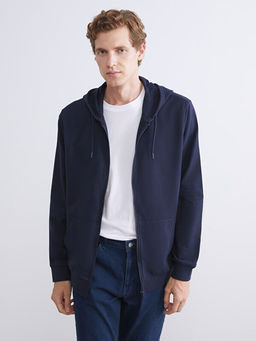 Kap??onlu Uzun Kollu Erkek Fermuarl? Sweatshirt