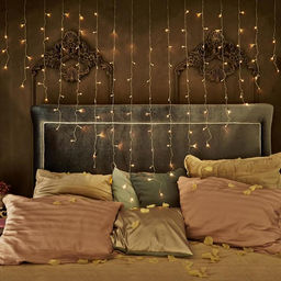 Гирлянда Бахрома 2?1.5 м с насадками Сердце, IP20, прозрачная нить, 124 LED, свечение тёплое белое, 220 В - Luazon lighting фото 2