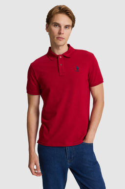Erkek Bordo Slim Fit Polo Yaka Basic Ti__rt
