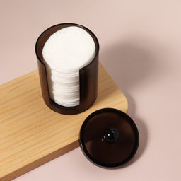 Органайзер для ватных дисков, с крышкой, d=7×11.5 см, полупрозрачный, чёрный