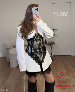 Пиджак удлиненный с кружевом