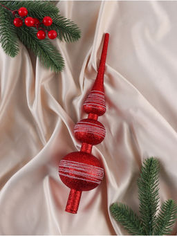 Цена за 2 шт. Верхушка на елку Белые полосы 6.530 см, бело-красный