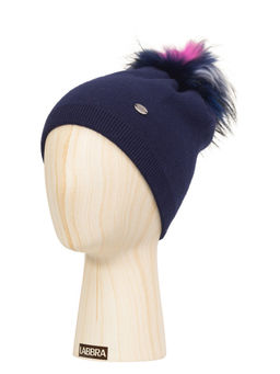 Шапка жен. шерсть+каш.норки LB-D77012 navy