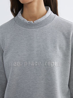Bisiklet Yaka Bask?l? Kad?n Sweatshirt