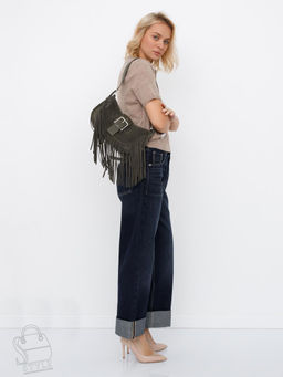 Сумка женская кожаная 99057-1NN brown green Natale Navetta  в Новосибирске