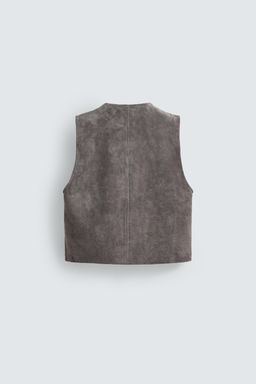 CHALECO RELAXED FIT PIEL ANTE / Gris - Zara фото 8