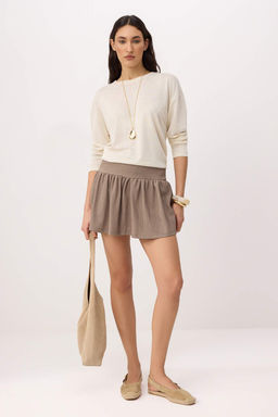 Vizon Duz Sort Etek K?sa Dokulu Orme Sort & Bermuda TWOSS26SR00077 - Trendyolmilla фото 2