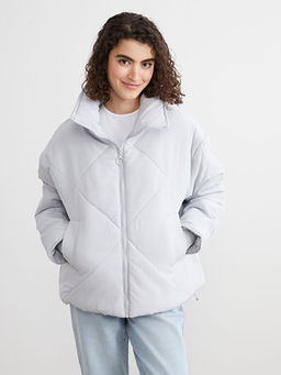 Dik Yaka Kapitone Oversize Kad?n ?i?me Mont