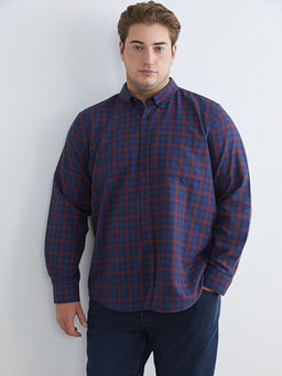 B?y?k Beden Regular Fit Uzun Kollu Ekose Erkek G?mlek