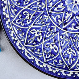 Ляган узбекский Риштанская Керамика «Цветы», d=36 см, синий