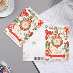 Цена за 10 шт. Открытка «С Новым годом!» глиттер, конгрев, 12.5×19.5 см