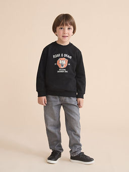 Aslan Bask?l? Erkek ?ocuk Sweatshirt