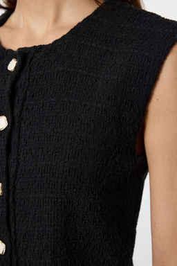 TRENDYOLMILLA Siyah Dugme Detayl? Dokuma Tuvit Ceket Elbise TWOAW25EL00177  фото 9