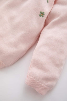 Кардиган с круглым вырезом и цветочным принтом для маленьких девочек - Defacto фото 3