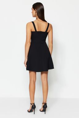 TRENDYOLMILLA Siyah A-Kesim Dokuma K?sa S?k Abiye Elbise TPRSS23EL00031 фото 13