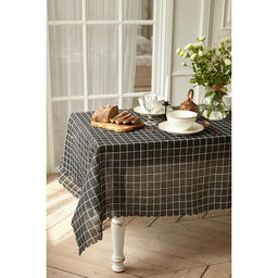 Скатерть Доляна Клеткацв.черный 145х2003см,100%пэ, рогожка 130 гр/м  фото 3