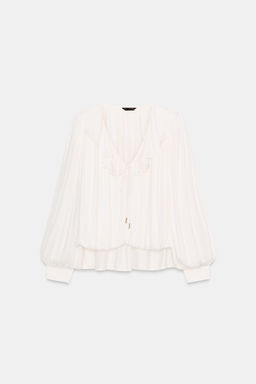 SATIN BLOUSE WITH RUFFLES AND SHOULDER PADS - Zara фото 11