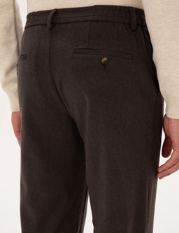 Kahverengi Slim Fit Flanel Dokulu Kuma_ Pantolon