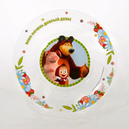 Тарелка Маша и Медведь. Добрый день 19,5 см арт.ММТ195-1 /МФК/