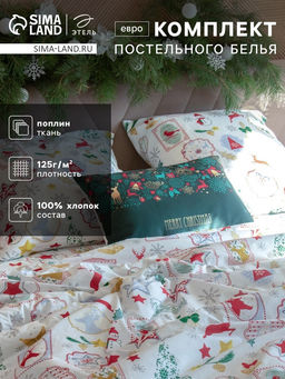 Постельное бельё евро «Этель. Зимний винтаж», поплин