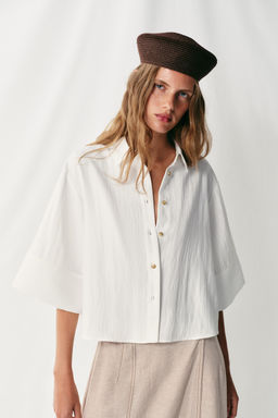 CAMISA CORTA MANGA ANCHA / Blanco