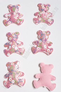 Патч с крупными пайетками "Мишка" 58*48 мм (10 шт) SF-2975, розовый